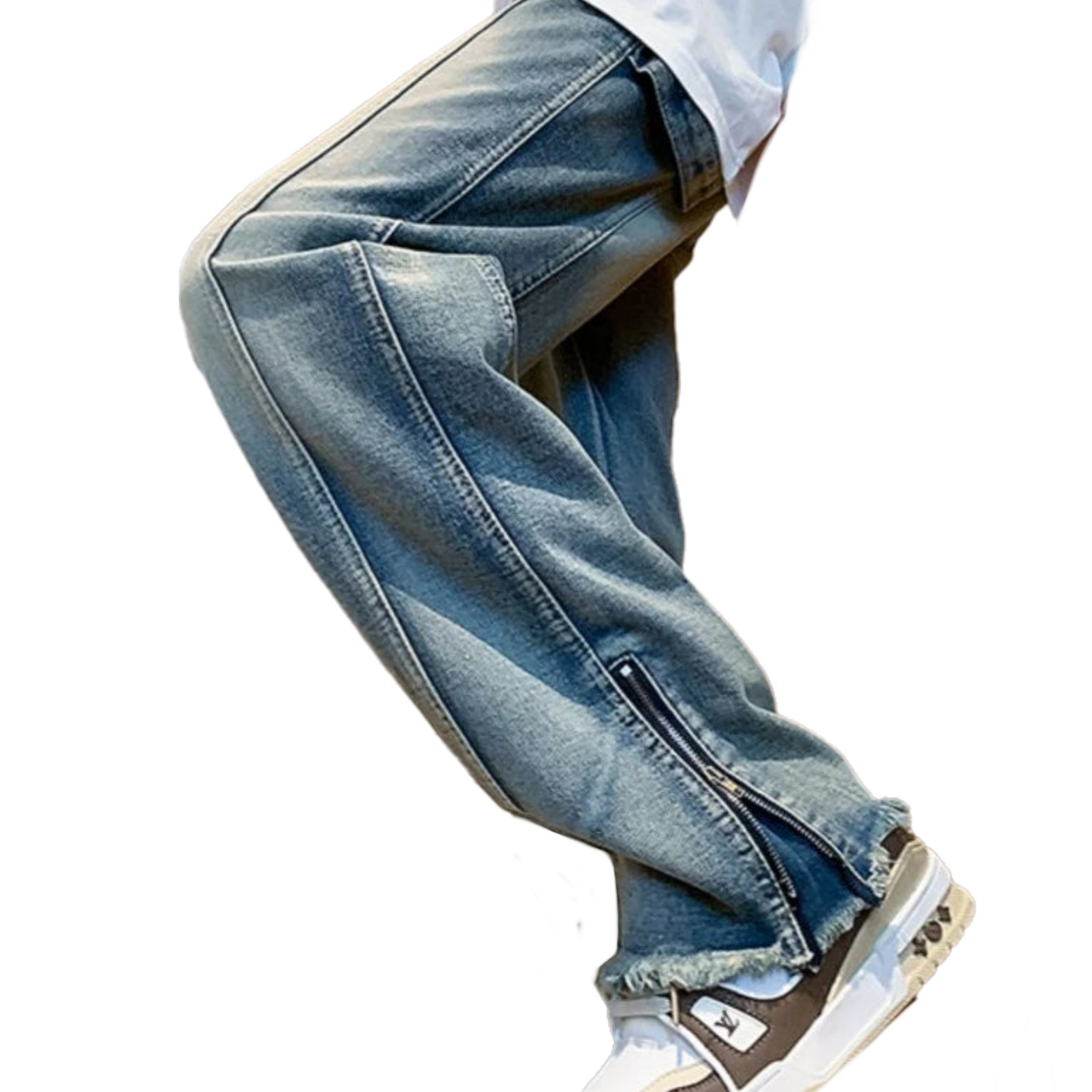 2024 Autumn Side Zipper Jean Pants New Fashion men streetwear