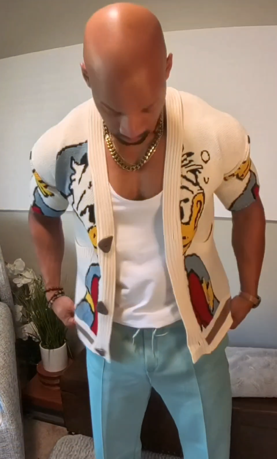 The Cartoon Duck Cardigan — Short Sleeve