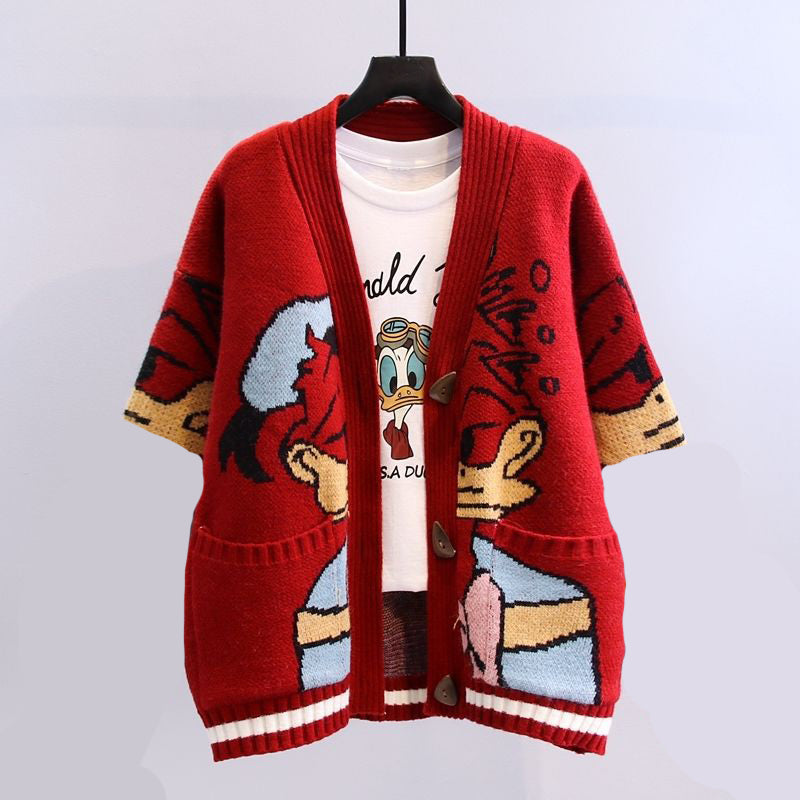 The Cartoon Duck Cardigan — Short Sleeve