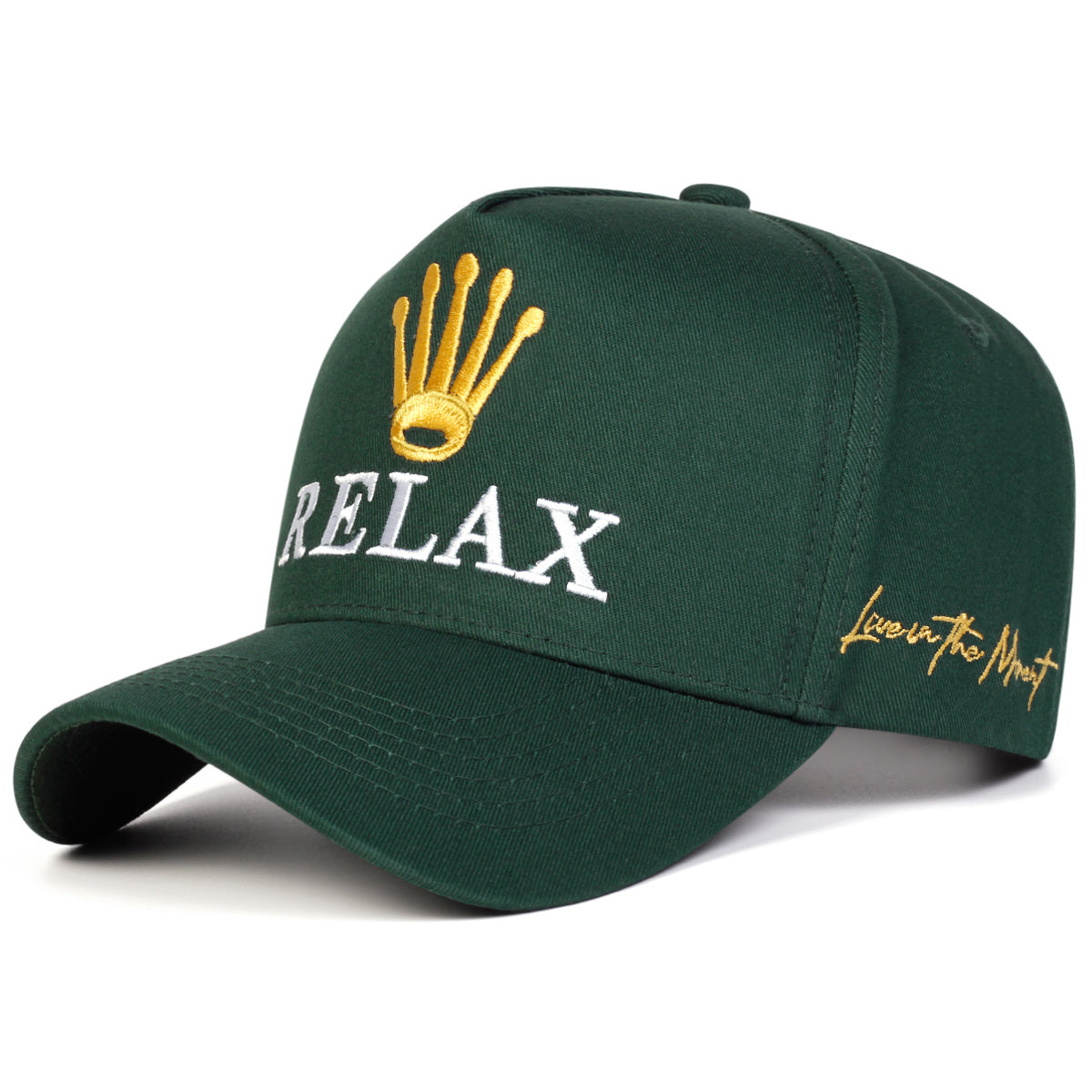 The RELAX Crown Embroidered Cap — Green