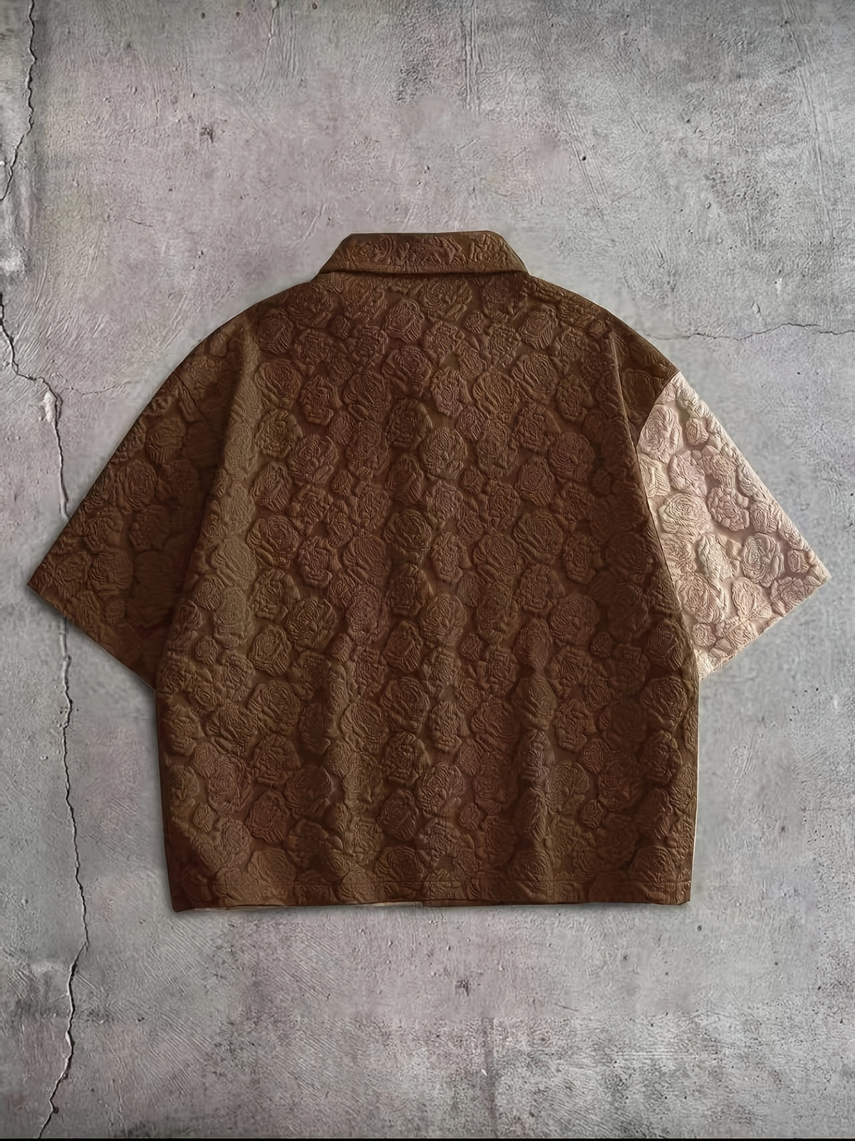 The Color-Block Rose Embossed Shirt — back flat lay