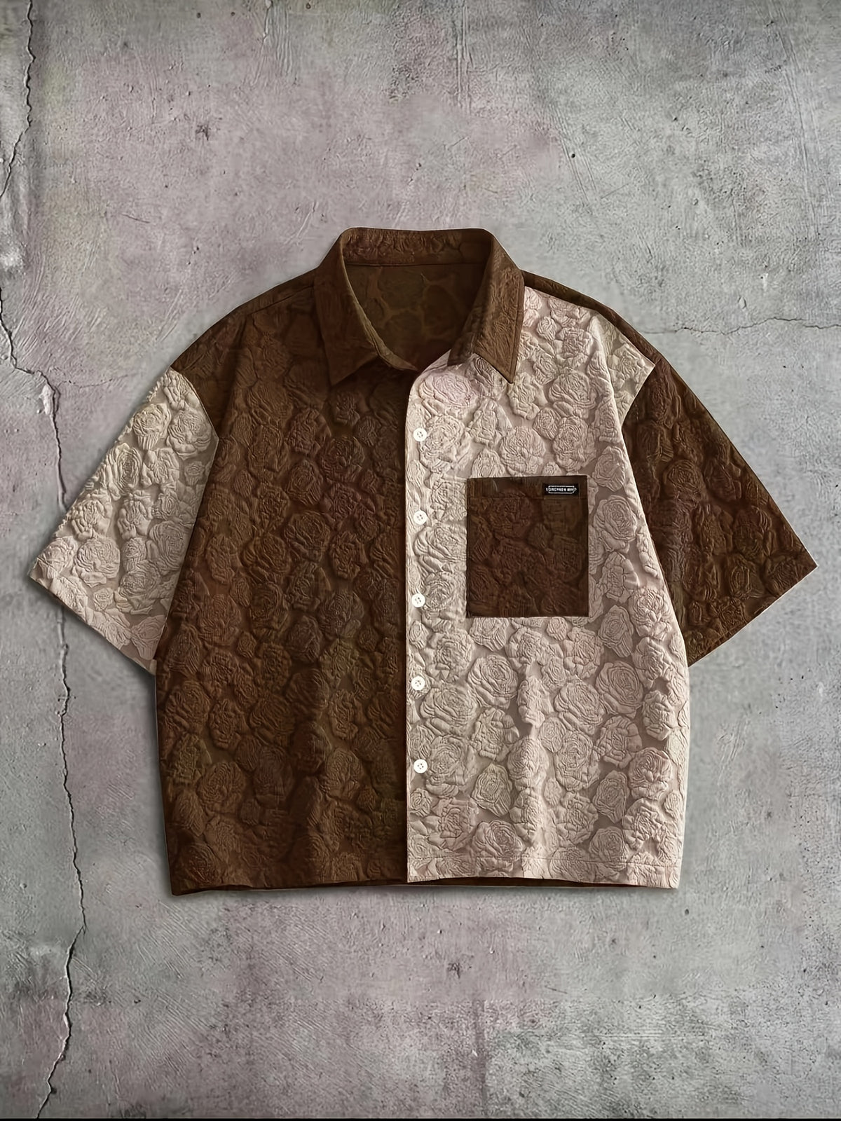 The Color-Block Rose Embossed Shirt — front flat lay