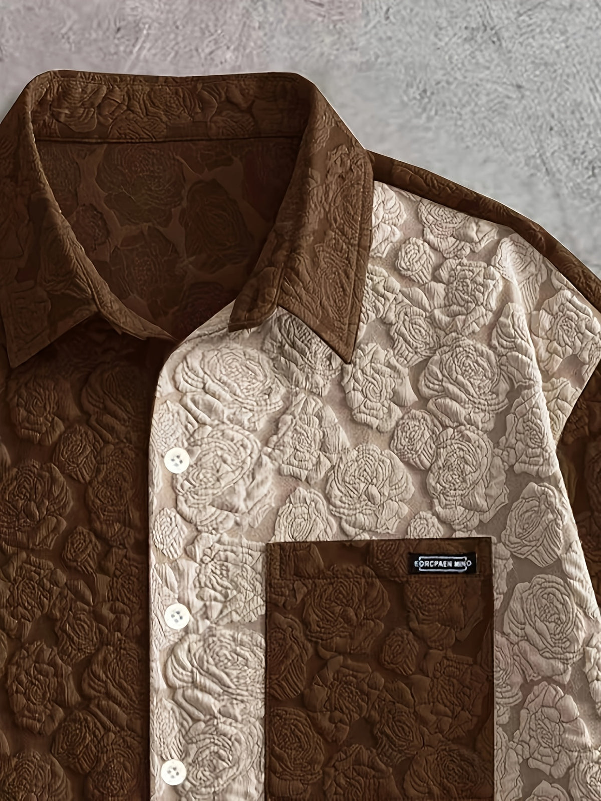 The Color-Block Rose Embossed Shirt — fabric detail