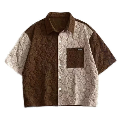 The Color-Block Rose Embossed Shirt — front, white background