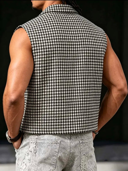The Houndstooth Vest with Lapel, back view
