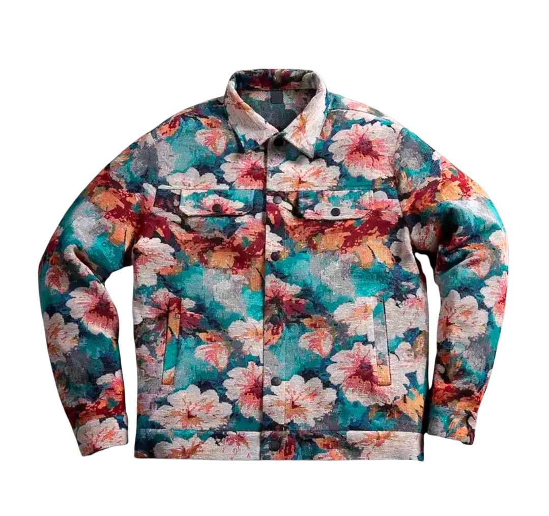 The Hibiscus Flower Jacket in Pink & Blue