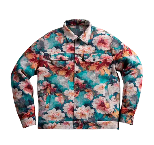 The Hibiscus Flower Jacket in Pink & Blue