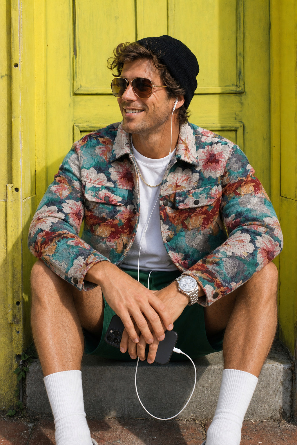 The Hibiscus Flower Jacket in Pink & Blue