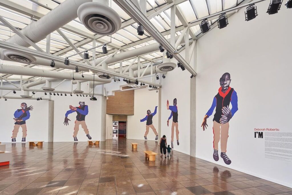Installation view of “Deborah Roberts: I’m” at Art + Practice, open through August 20, 2022.

“@rdeborah191: I’m” is now…