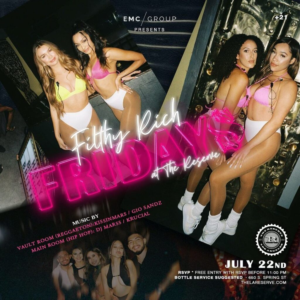 It’s that time of the week again! TONIGHT🚨#FilthyRichFridays 💎 at The Reserve! Sounds by🎧:Main Room (Hip Hop): …
