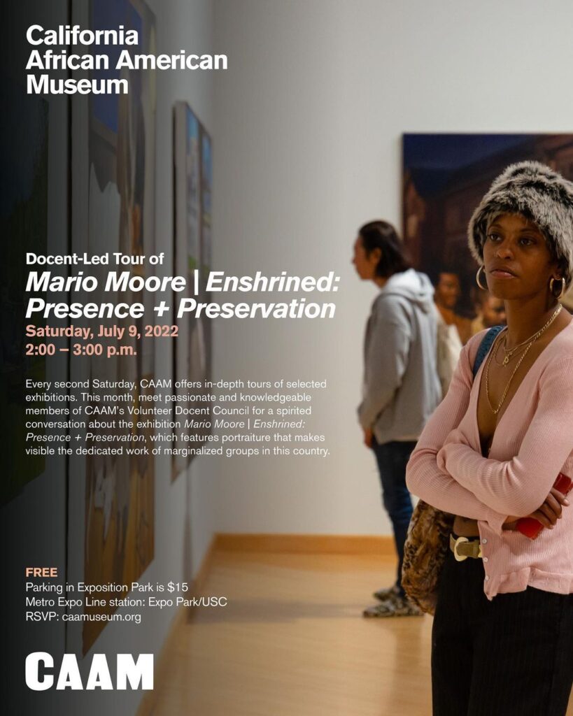 Tomorrow (7.9) join us for Docent-Led Tour of Mario Moore | Enshrined: Presence + Preservation from 2-3pm. Every second …