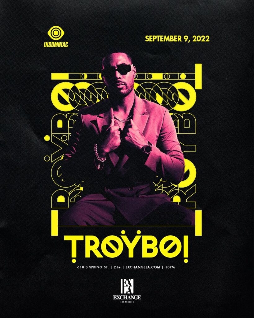 Set your alarm!⏰ @troyboi takes over #ExchangeLA Friday, 9/9. 😎 Tickets on sale Thursday, 8/4 at 10AM → exchangela.com/…