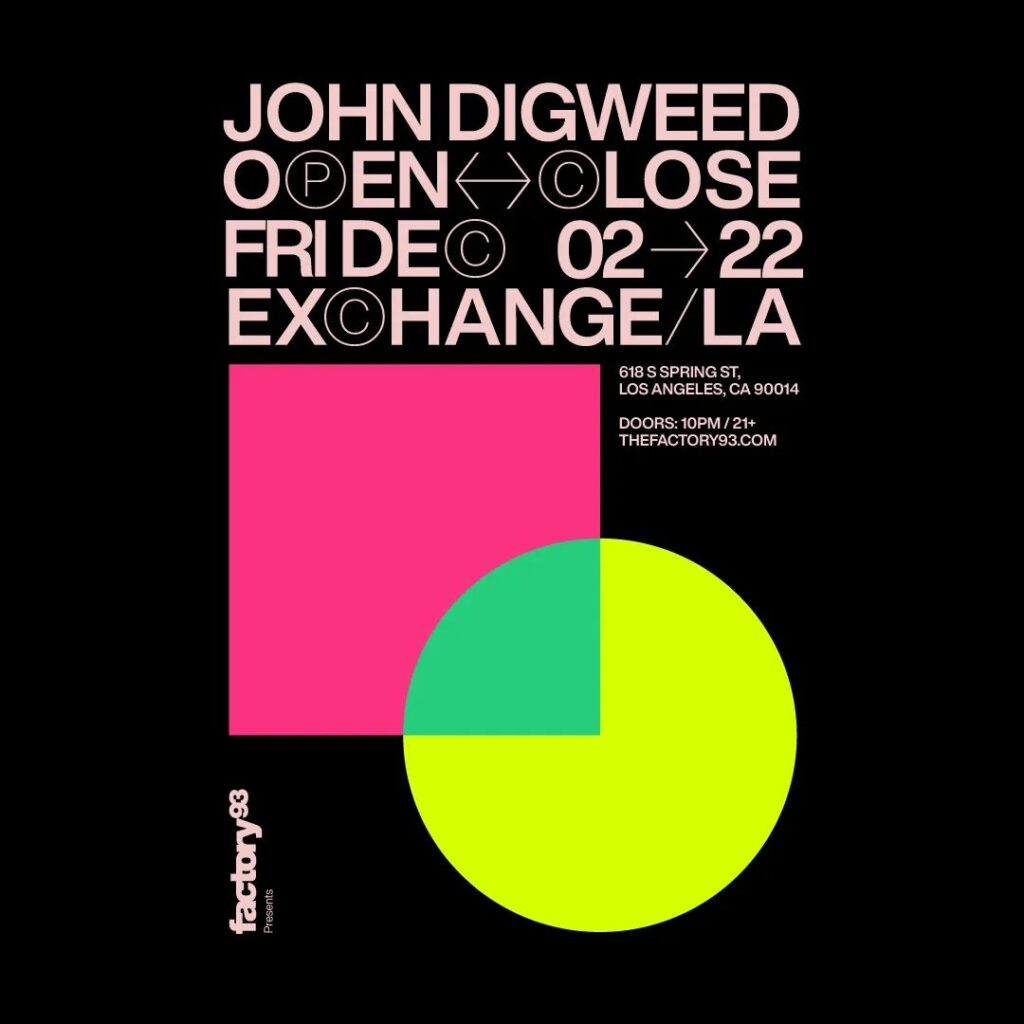 Spanning decades in the underground rave culture the legendary, @djjohndigweed, brings @bedrockrecords to @thefactory93 …