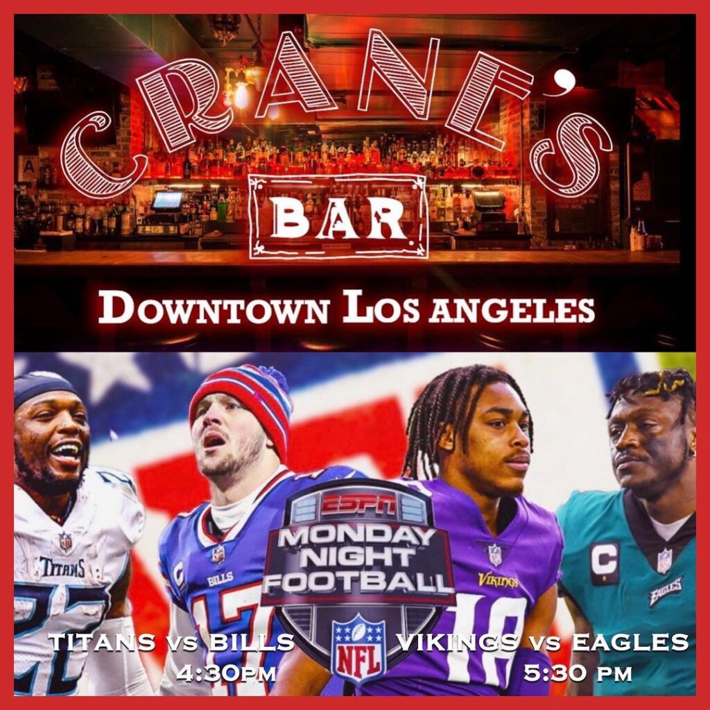 There’s a lot going on for a Monday. We’ve got you covered. #mondaynightfootball #nfl #monday #happyhour #dtla #sportsba…