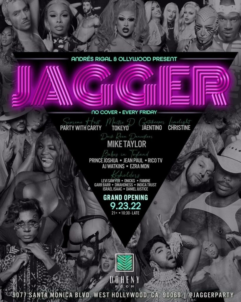 Grand Opening TONIGHT!⚡️💫
A new weekly Love Affair presented by @Ollywood & @AndresRigal 🖤✨
JAGGER Dance Den 🪩 w/ DJ …