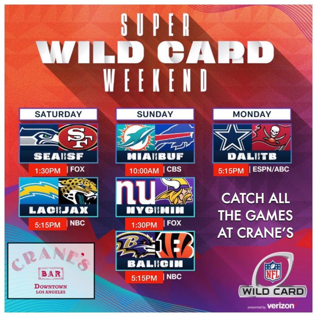 This Wild Card Weekend is going to be SUPER! Starting today at 1:30 until Monday at 5:15. 6 games. 12 teams. 1 dream. Ge…